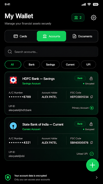 Secure Card Wallet screenshot: ID and document vault